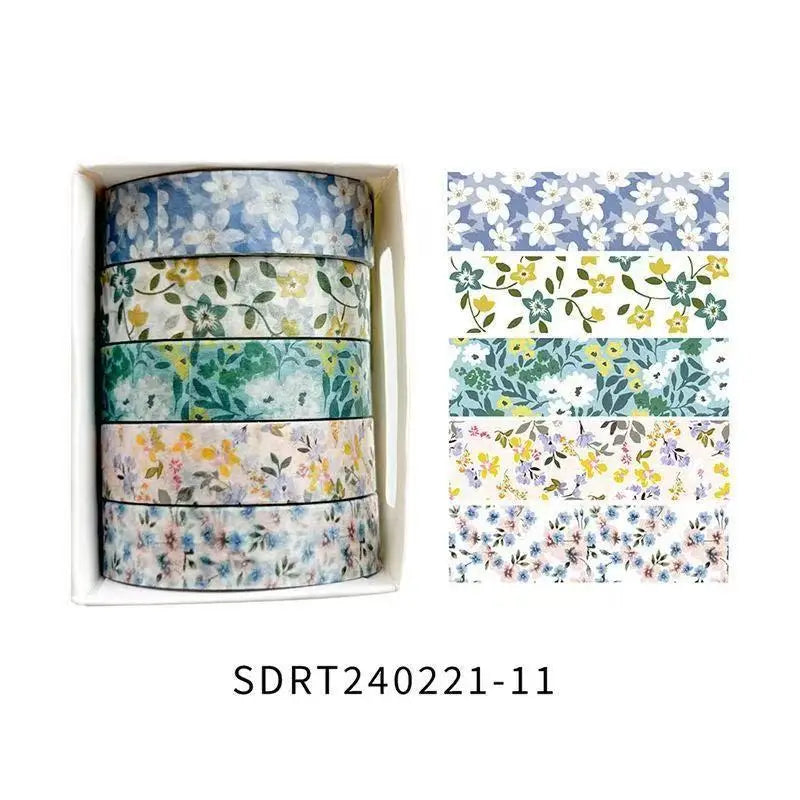 ruban adhésif décoratif multicolore fleurs papillons vintage floral boîte inclusion adhésif mignon étudiant cadeau