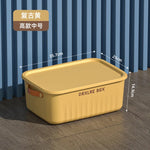 boîtes rangement plastique bleu blanc jaune rayures poignées couvercle moderne respectueux environnement