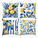 taies d'oreiller coton bleu citron modernes motif feuilles respectueux environnement pièces