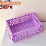 caisse rangement pliable plastique vert beige rose orange violet grille ventilation clips latéraux moderne