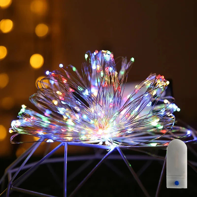 décoration festive guirlande led multicolore jaune blanc bleu cœur spiral