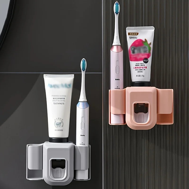porte brosse dents dentifrice rechargeable adhésif mural moderne bleu gris rose
