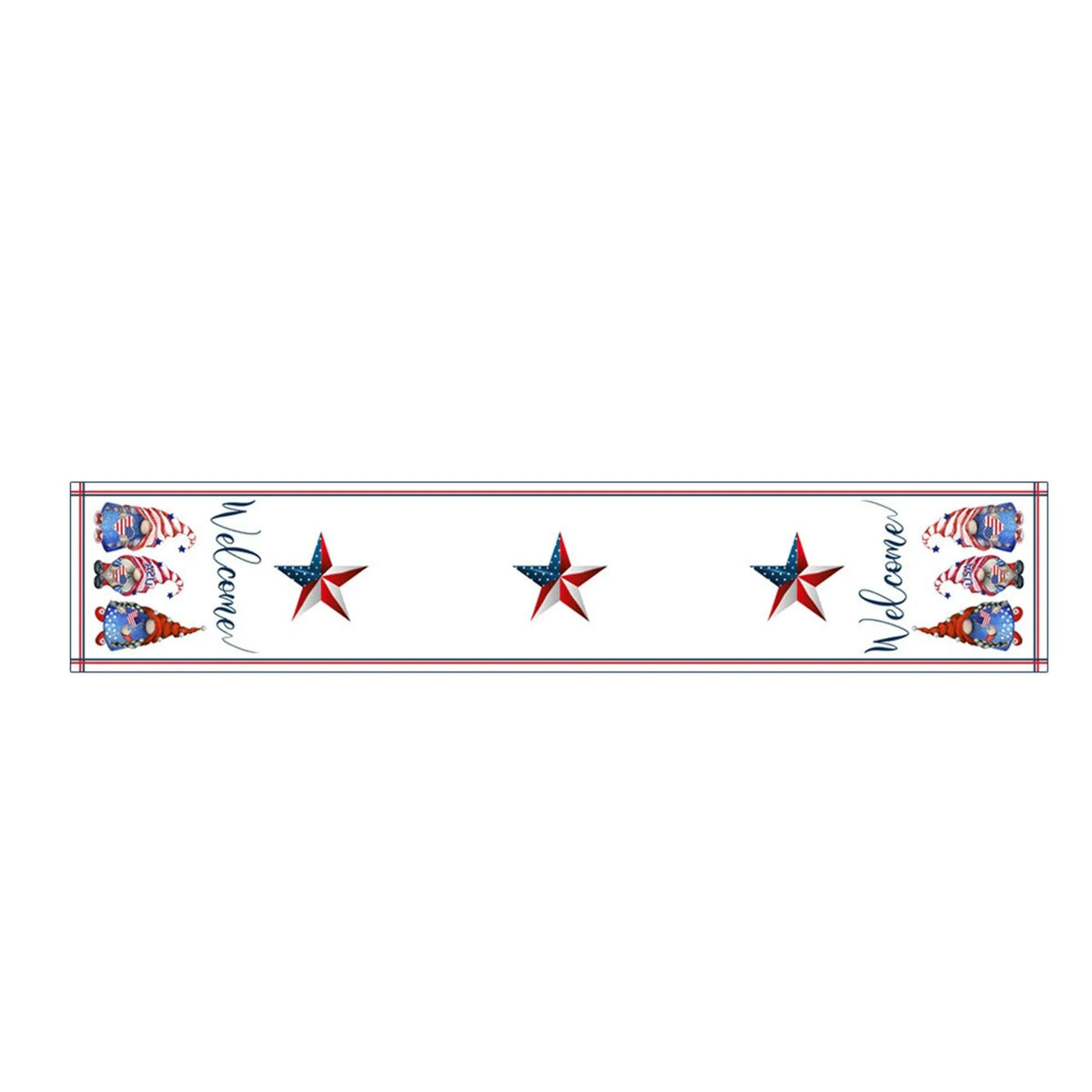 nappe rectangulaire rouge blanche bleue étoiles gnomes God Bless America 4th July Independence Day