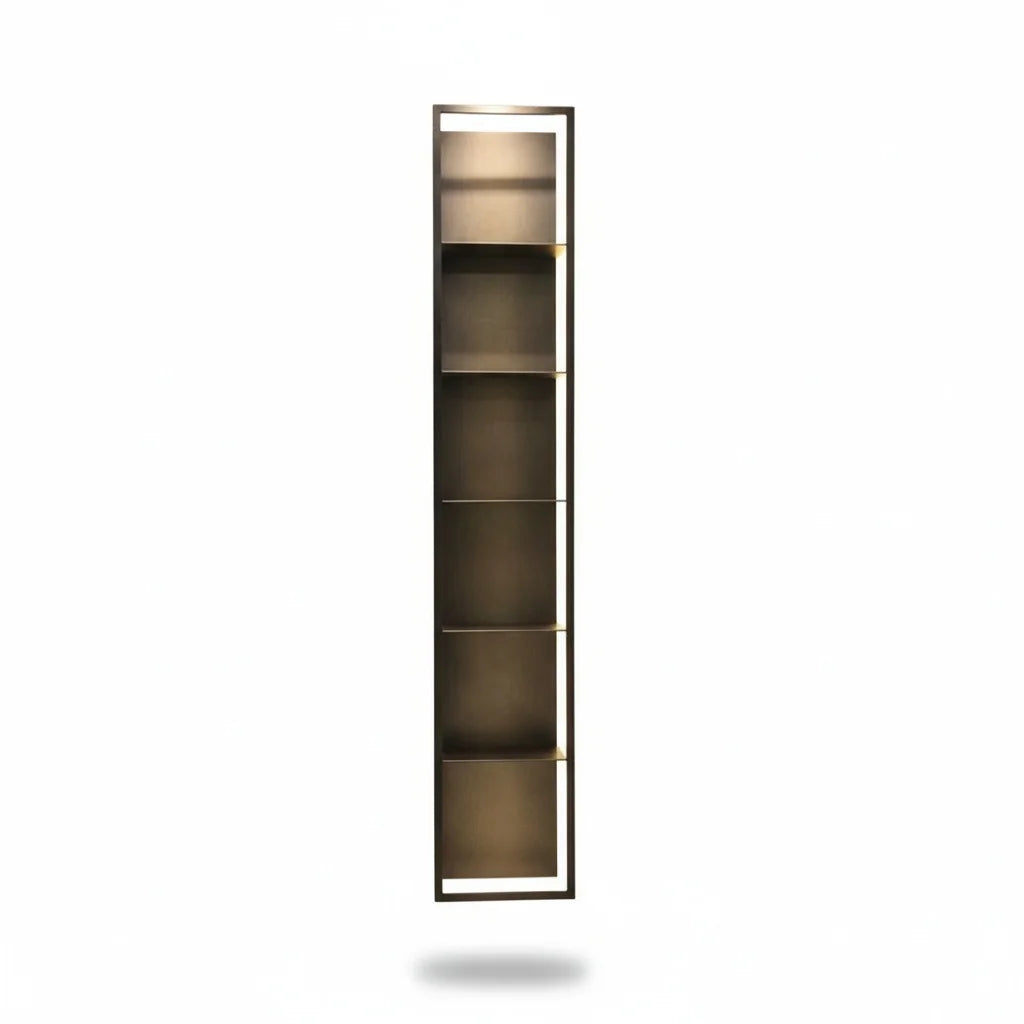 étagère murale moderne aluminium noir sans motif contemporaine salon horloge vase livres
