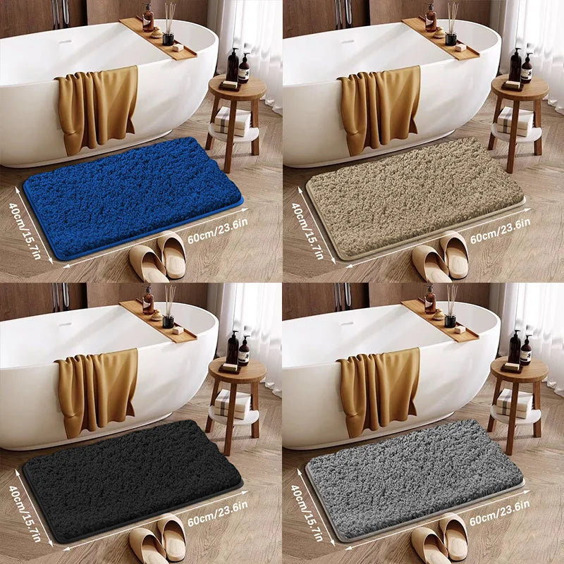 tapis bain gris bleu marine uni doux moderne confortable salle bain antidérapant polyester respectueux