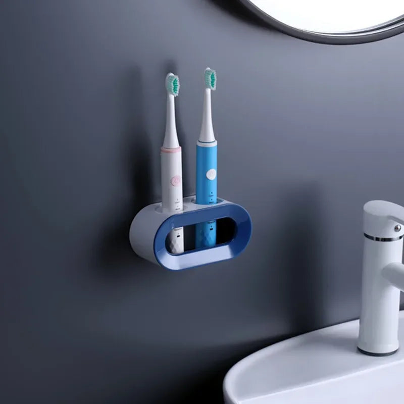 support mural adhésif moderne brosse dents électrique rose bleu blanc noir minimaliste chargeur cable