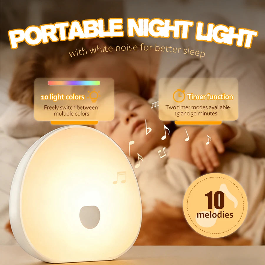 veilleuse coeur lampe chevet blanc moderne 10 couleurs sons blancs naturels minuterie rechargeable