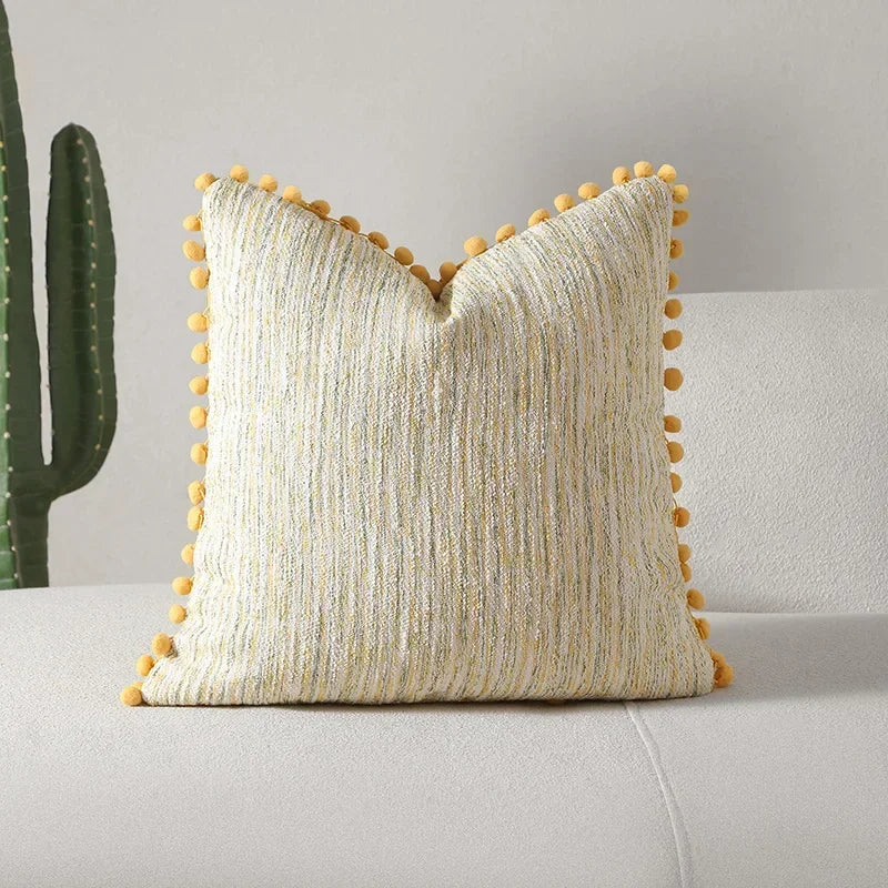 housses coussins décoratifs nordique moderne 100 polyester géométrique pompons verts adhésifs 45x45cm 30x50cm