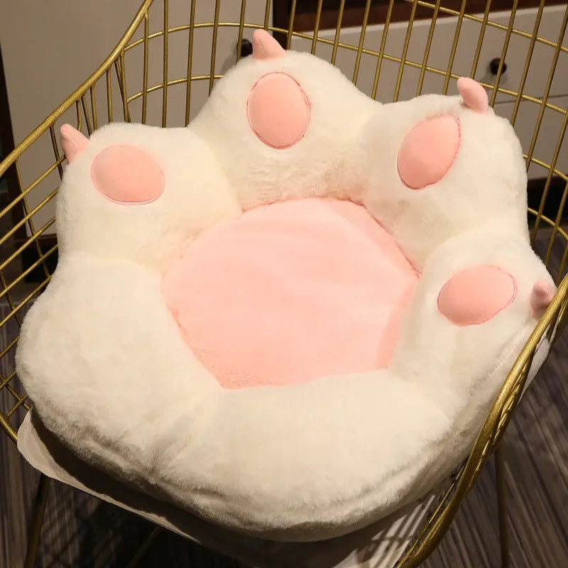 coussin plush patte chat ongles roses blanc mignon décoration lit siège