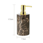 ensemble salle bain marbre distributeur savon porte savon diffuseur huiles essentielles noir doré