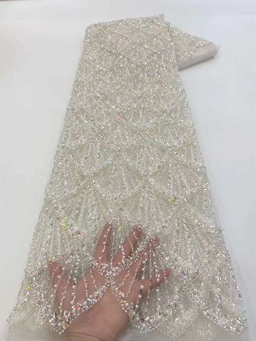 tissu dentelle luxe strass motif géométrique robe soirée mariage vert doré rose bleu