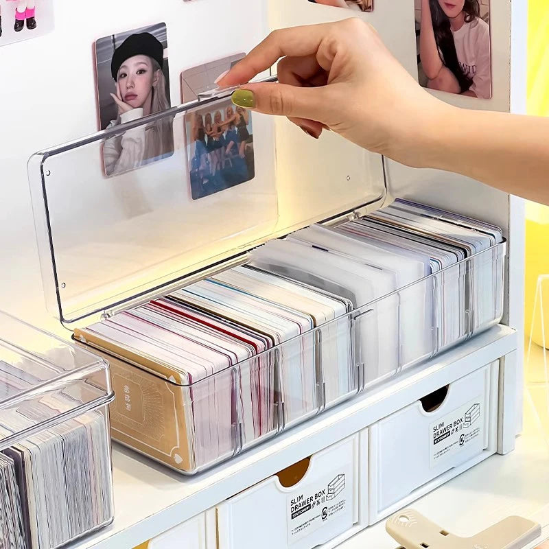 boîtes rangement transparentes réutilisables cartes postales rubans décoratifs calendrier moderne pratique adhésif organisateur fournitures