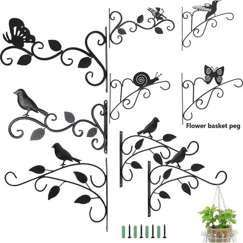 Support plante murale en métal rustique suspendu avec pot de fleurs
