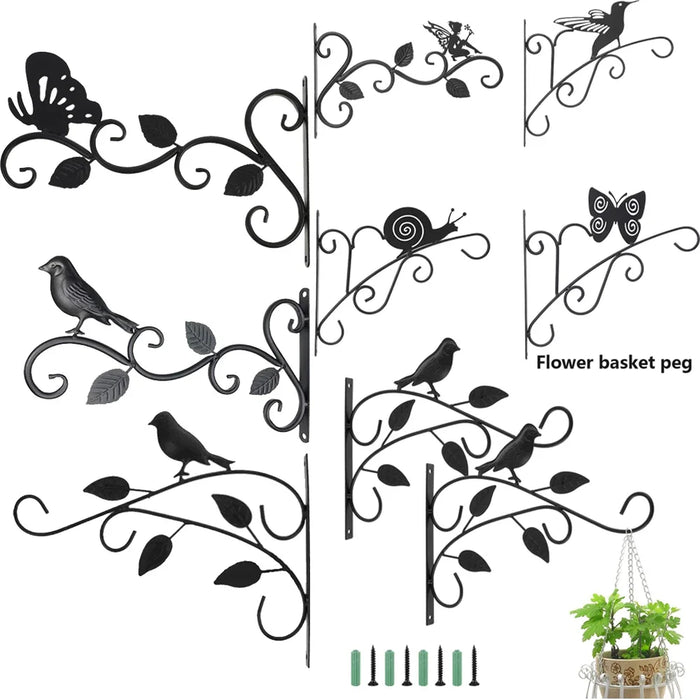 Support plante murale en métal rustique suspendu avec pot de fleurs