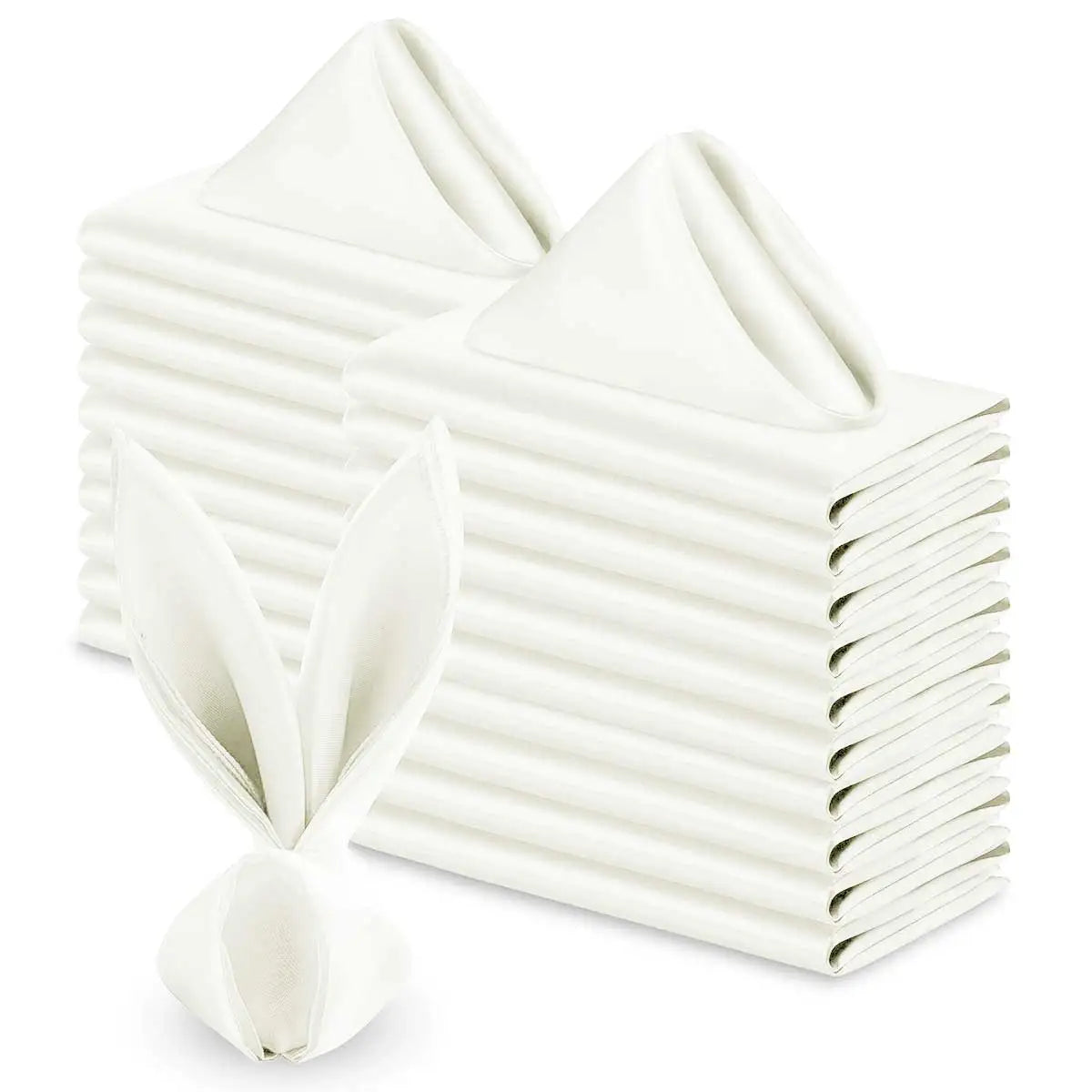 serviettes satinées or blanc rose pâle unies classiques maison restaurant soirée 50x50cm