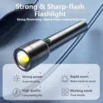 lampe poche rechargeable led 3w 200m lumiere intense gradation continue autodéfense camping