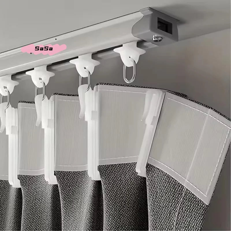 rideau polonais moderne rayures horizontales blanc gris opacité clips barre suspension coton haute qualité