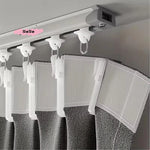rideau polonais moderne rayures horizontales blanc gris opacité clips barre suspension coton haute qualité
