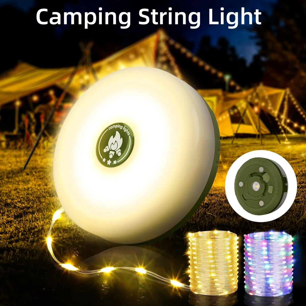 guirlande lumineuse camping rechargeable led flexible modes éclairage portable extérieur rustique moderne