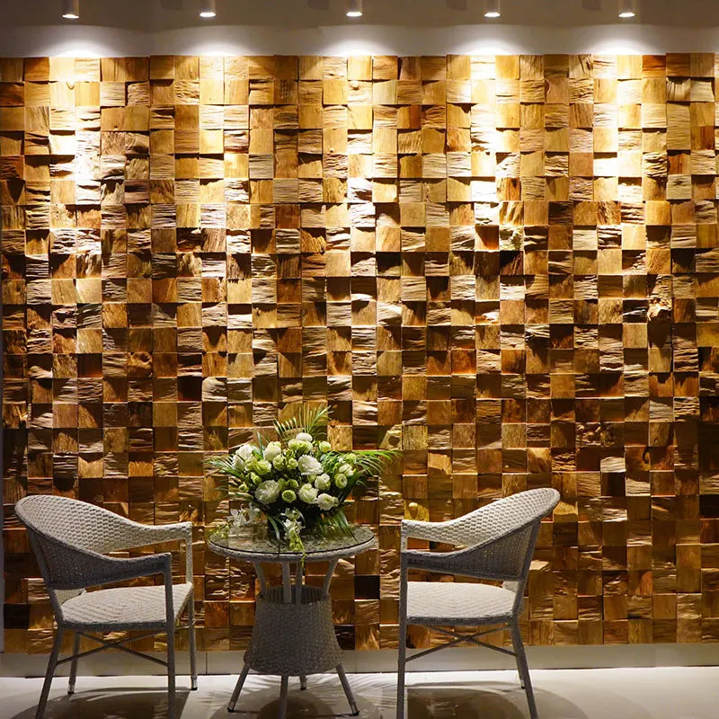 panneau décoratif bois moderne naturel marron clair texture 3d adhésif mur fixation invisible 30cm