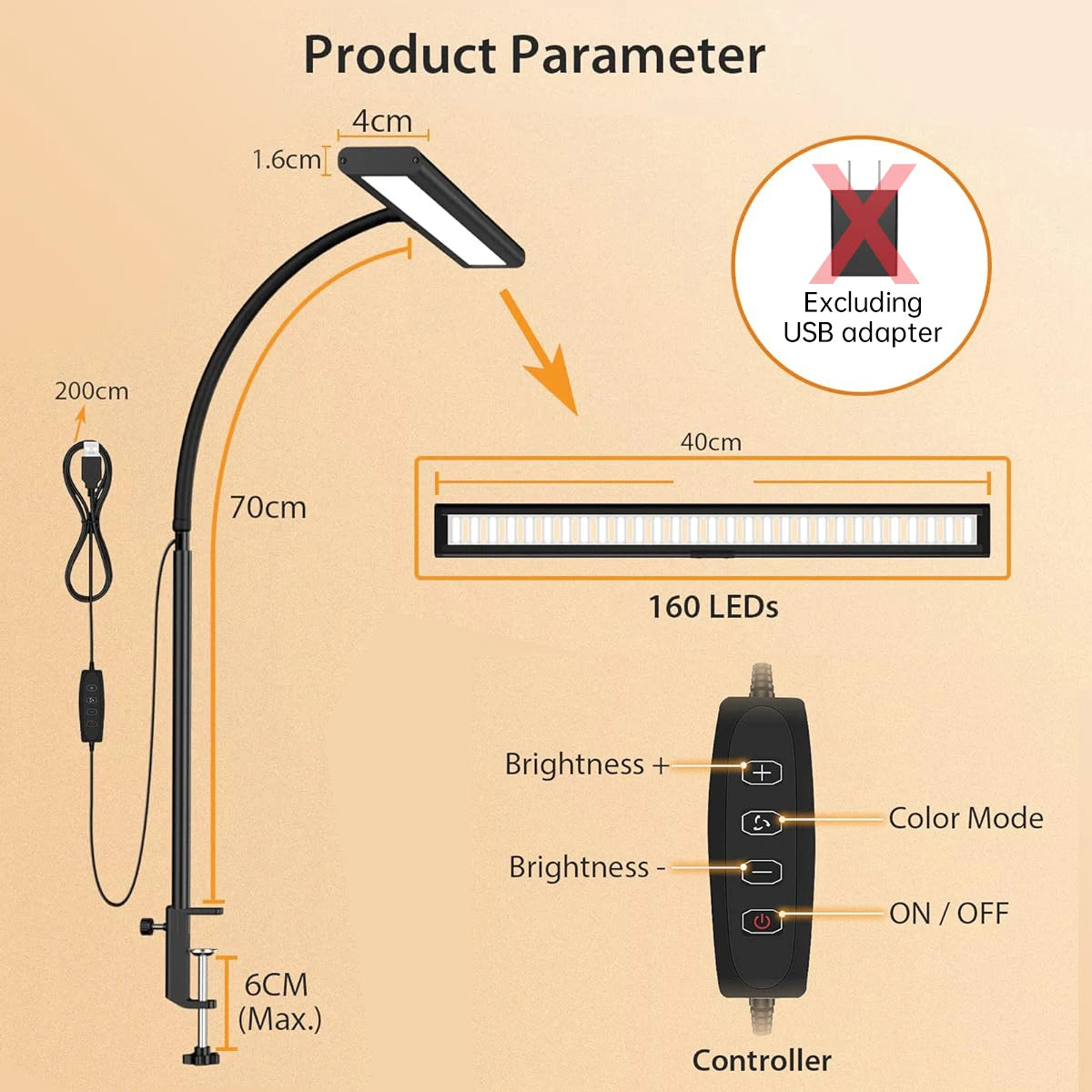 lampe led flexible réglable noir blanc moderne minimaliste interrupteur bouton poussoir