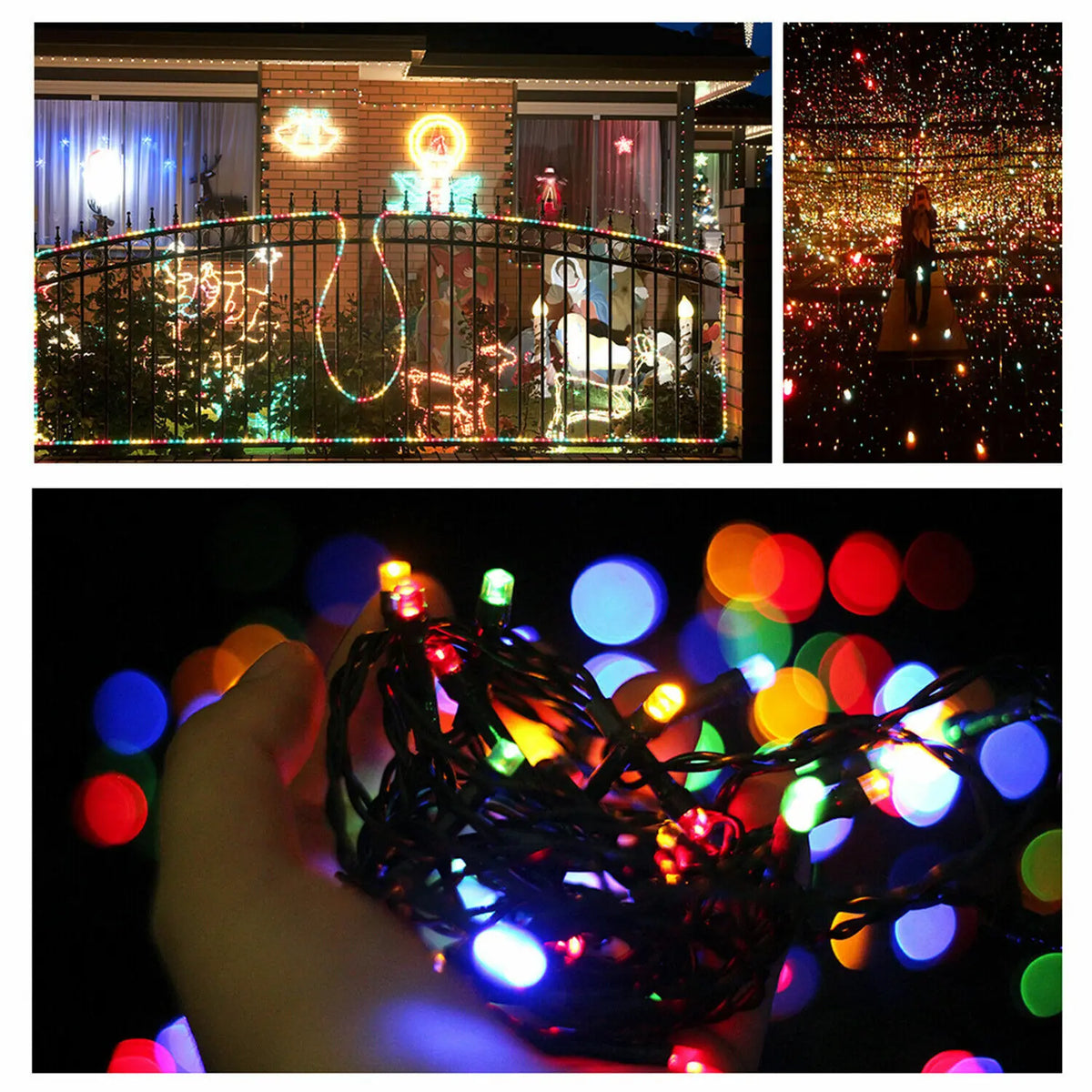 guirlande lumineuse multicolore 100 led 12m modernes ip67 étanchesextérieur noël