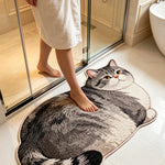 tapis chat imprimé 2d moderne gris noir blanc antidérapant polyester intérieur salon chambre cuisine