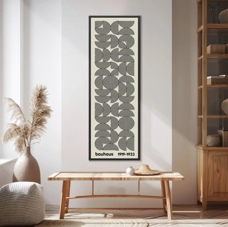 affiche moderne graphique spirales concentriques toile rectangle horizontal décoration intérieure abstraite encre imperméable opaque