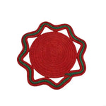 tapis table tissé spirale gris blanc rouge noir respectueux environnement