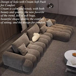 canapé moderne marron clair velours forme 300cm salon bois minimaliste coussins cœur