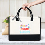 sac main toile beige noir papillons survivre tempêtes moderne réutilisable respectueux environnement casual