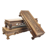 support décoratif bois sculpté motifs floraux marron foncé artisanal traditionnel