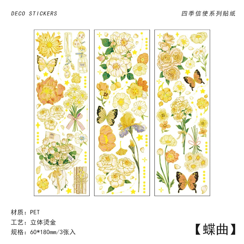 autocollants fleurs papillons rubans dorés scrapbooking diy journal filles vintage