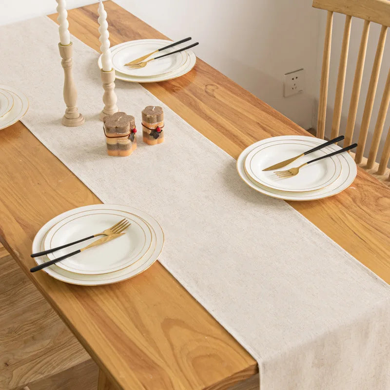 nappe table texture lin rustique champêtre minimaliste couleur beige doré serviette banquet