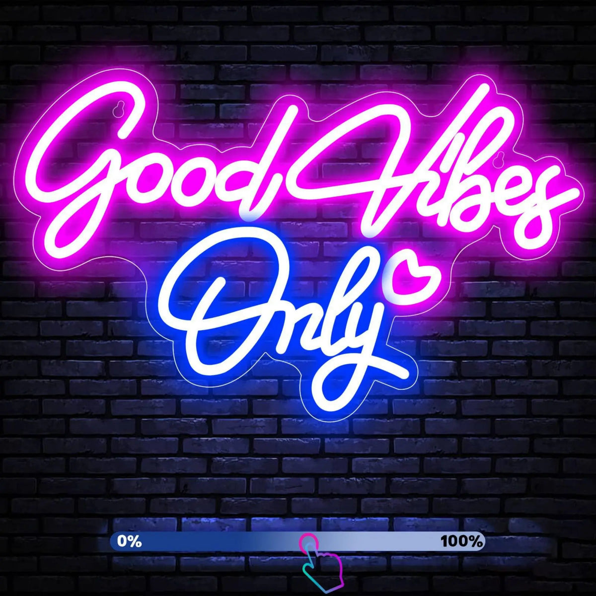 néon lumineux Good Vibes Only moderne rose bleu texte cœur réglable USB chambre coucher