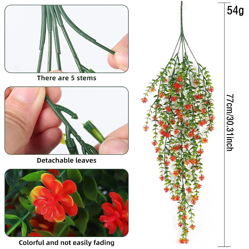 Guirlande suspendue artificielle fleurs vert rouge jaune violet blanc moderne 77cmintérieurDecoration
