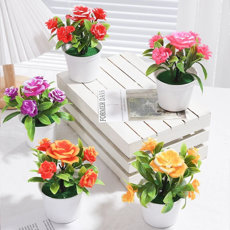 décoration intérieure moderne fleurs artificielles pots blancs feuilles vertes minimaliste exposition chambre fête