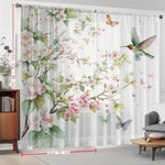 rideau transparent imprimé fleurs papillons oiseaux moderne blanc vert rose bleu maison hospitalité