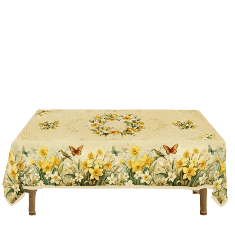 nappe fleur bleue beige lapin papillon noël halloween décoration table maison rustic