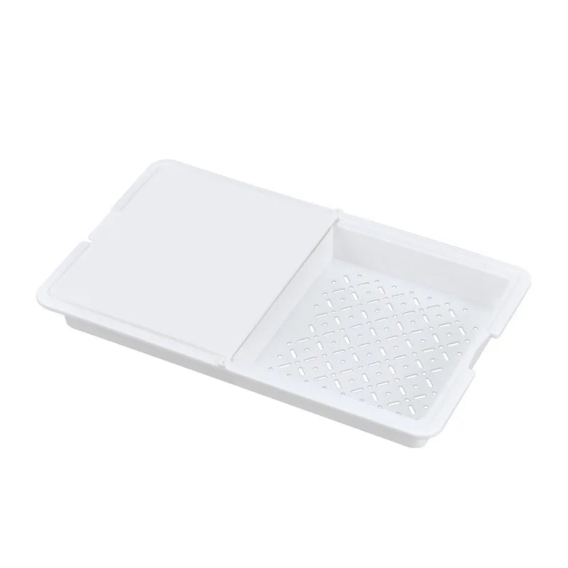 plaque découpe multifonctionnelle bac intégré blanc gris moderne utilitaire perforée hachage respectueux environnement