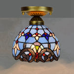 Lampe art déco mosaïque motifs floraux or marron bleu verte vintage chambre salon entree