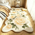 tapis pastoral rose fleurs blanches classique floral salon chambre nordique polyeste