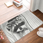 tapis d'entrée anti dérapant raton laveur moderne noir blanc gris salonextérieur