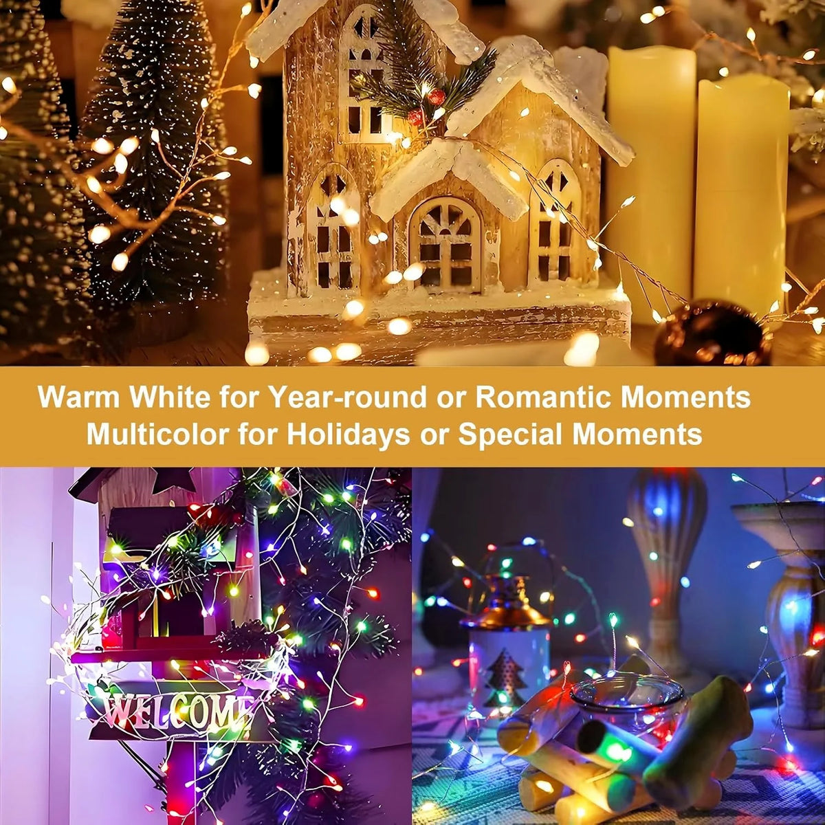 guirlande lumineuse solaire extérieure 200 led multicolore blanc chaud moderne filament festive jardin patio