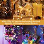 guirlande lumineuse solaire extérieure 200 led multicolore blanc chaud moderne filament festive jardin patio