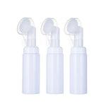 flacon mousse voyage 60 ml distributeur savon liquide brosse visage silicone transparent blanc rechargeable