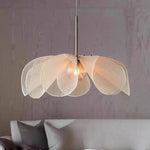 suspension lumineuse moderne tissu feuilles ouvertes blanc translucide pendentif assemblage led neutre warm white