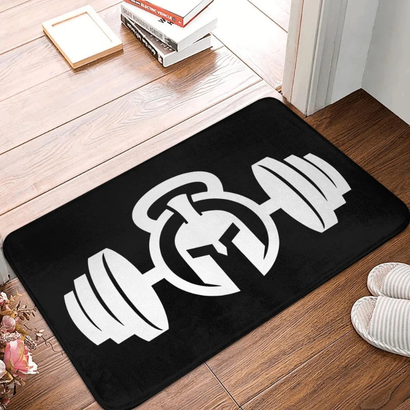 tapis sol salle sport motif musculation antidérapant intérieur moderne noir gris blanc