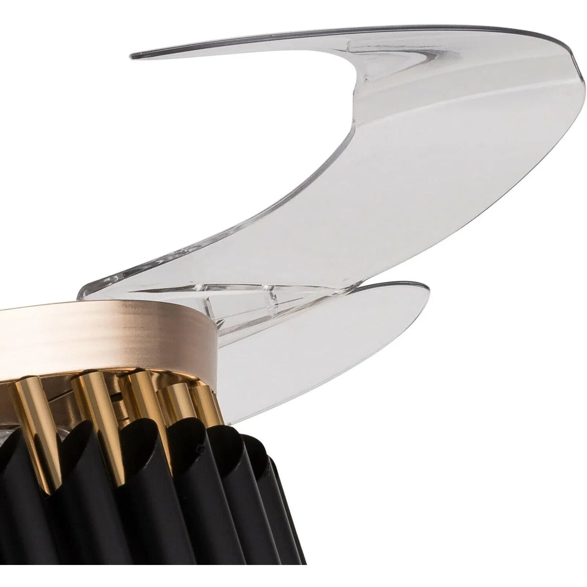 ventilateur cristal lumineux led pales rétractables noir doré moderne télécommande