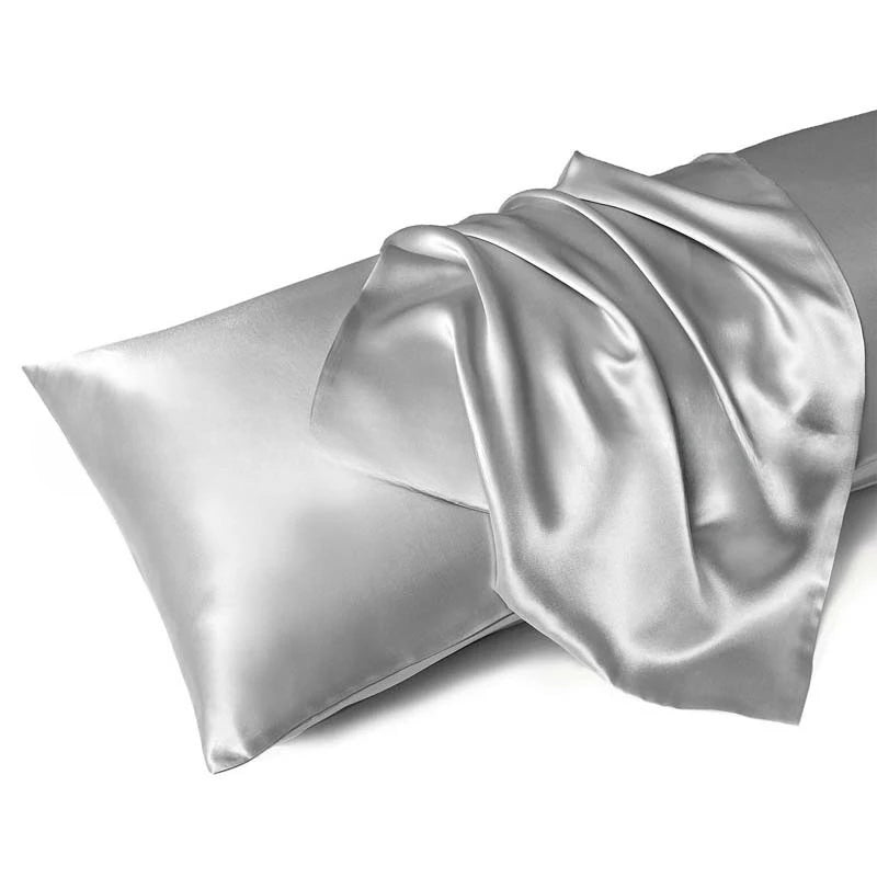 taies d'oreiller satinées anti allergiques polyester lave machine fermeture enveloppe douces peau couleur blanche